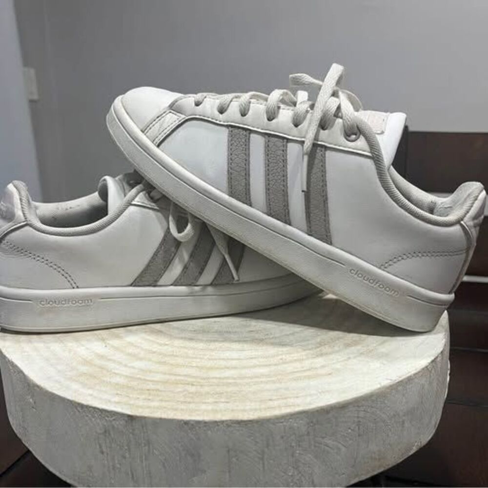 Adidas Cloudfoam Advantage Grand Court Sneakers Womens 7.5 White Gray B42133
